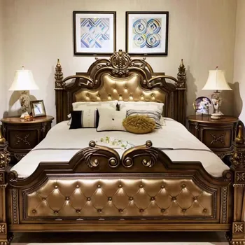 Современная эстетичная кровать В спальнях Nordic Wood Salon, Роскошная кровать King Size Из натуральной кожи, мебель для спальни Letto Matrimoniale
