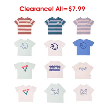 Распродажа 2023 SS Wyn, Летняя повседневная футболка для маленьких мальчиков, одежда для детей, новое поступление, футболки с короткими рукавами для девочек, топы