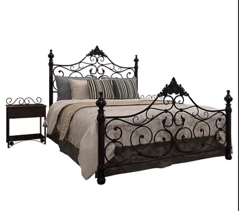 Кровать из кованого железа Двуспальная кровать Европейская Винтажная Кровать Принцессы Односпальная кровать толщиной 1,8 м 1,5 м легкая роскошная железная кровать
