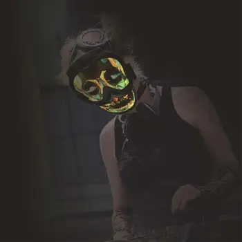 Расти в темноте В жутком стиле Реалистичная маска, Активируемые голосом Черные маски для вечеринок, украшение для Хэллоуина, Реквизит ужасов, регулируемый