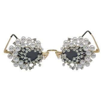 2023 Новые женские солнцезащитные очки с бриллиантами, Брендовая дизайнерская обувь для вечеринок, женские очки со стразами, Сезонные Жемчужные очки Lunette De Soleil Femme