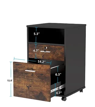 Современный Передвижной Картотечный шкаф с 2 ящиками Деревянный Картотечный шкаф на колесиках Мебель для домашнего офиса