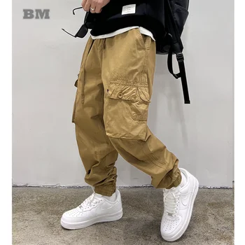 Японская уличная одежда, Высококачественные повседневные брюки-карго, Мужская одежда, хлопковые штаны для бега Harajuku, Весенние Корейские модные брюки