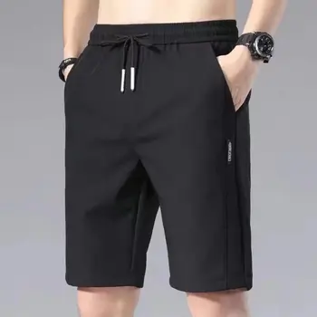 Прямые шорты мужские летние из тонкого шелка Ice, быстросохнущие повседневные спортивные шорты, свободные пляжные капри Harajuku Ins