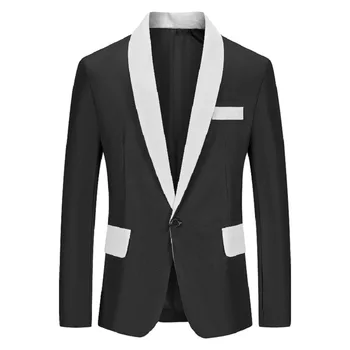 Мужской модный элегантный двухцветный костюм с шалью на одной пуговице, куртка с лацканами, Высококачественный деловой повседневный блейзер для вечеринки и выпускного вечера