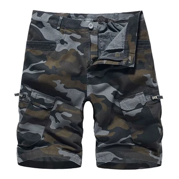 Военные шорты-карго, Летние тактические шорты, мужские камуфляжные боевые рабочие шорты с несколькими карманами, мужские повседневные хлопковые короткие брюки