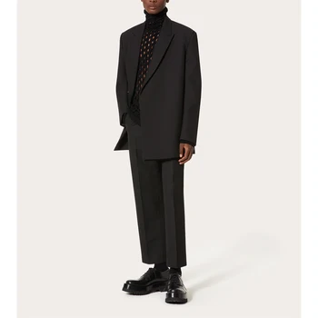Повседневные черные костюмы для мужчин, куртка-двойка, брюки, Двубортный Африканский костюм с отворотом Homme, Блейзер Masculino 2023