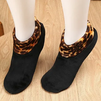 Домашние нескользящие Зимние Женские термальные Теплые леопардовые носки Домашние Постельные Носки Мужские Маленькие Носки Носки для мужчин Размер 1315