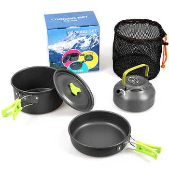 kit de cuisson poêle bol bouilloire marmite randonnée barbecue pique-nique Batterie de cuisine de camping portable en aluminium