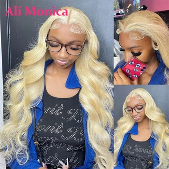 613 Блондинка 13x4 13x6 HD Синтетические Волосы На Кружеве Натуральные Волосы Искусственные Парики для Для Женщин Объемная Волна Длинные 30 Дюйм(ов) Ов) Бесклеевые Цветные Бразильские Волосы
