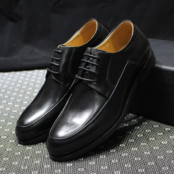 Классические мужские туфли-дерби из натуральной кожи на шнуровке, офисные деловые модельные туфли для мужчин, роскошная свадебная официальная обувь ручной работы