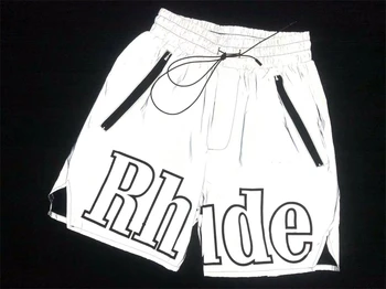 Новые высококачественные сетчатые шорты Rhude Мужские Женские Бриджи С внутренним карманом на молнии и шнурке Простые классические шорты быстрого высыхания