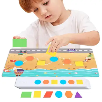 Игра в форму и цвет, деревянные пазлы Монтессори, сенсорная игрушка для подбора цветов, деревянная головоломка Монтессори, сенсорная игрушка Геометрическая