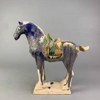 Антикварные Фарфоровые Украшения Sancai Blue Glazed Horse