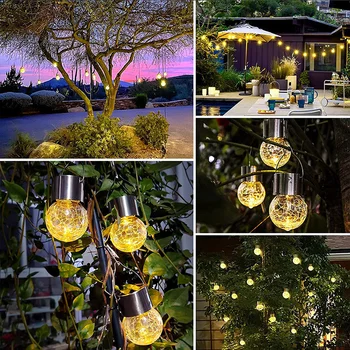 Солнечная лампа, светодиодная уличная лампа во дворе, хрустальная люстра, Садовая вилла, декоративная ландшафтная лампа, лампа на дереве, подвесная лампа
