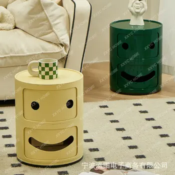 Креативный Прикроватный столик в скандинавском стиле с улыбкой, Маленький Простой шкафчик для детей, круглый Шкаф для хранения мебели для спальни