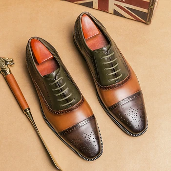 Трендовый дизайн мужской обуви из натуральной кожи в стиле ретро, деловая обувь, классическая повседневная обувь, офисная обувь для банкета, новинка моды