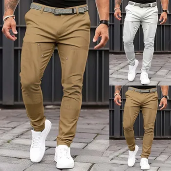 Мужские узкие повседневные брюки, мужские повседневные брюки, мужские дышащие брюки для мальчиков, центральные брюки для мальчиков