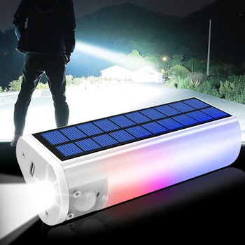 Перезаряжаемый светодиодный Водонепроницаемый солнечный фонарик на 650 люмен, USB-зарядное устройство для мобильного телефона, для использования в помещении или на улице, Портативный солнечный светильник