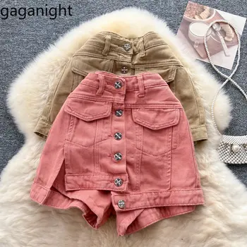 Gaganight, женская короткая юбка из денима в стиле ретро, Новинка Лета 2023, Темпераментная Универсальная рабочая одежда, Пикантные широкие брюки для девочек