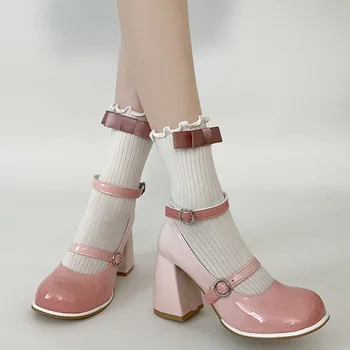 2023 ОСЕННИЕ женские туфли-лодочки градиентного цвета Мэри Джейн Лолита Леди на толстом каблуке из неглубоких сандалий Женские модельные туфли с круглым носком