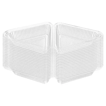 50 шт Треугольных контейнеров для торта, пластиковых одноразовых прозрачных, с удобными крышками, для хранения нарезанного сыра