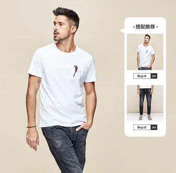 DZ008Q Мужская футболка с коротким рукавом, мужская хлопковая футболка с буквенной вышивкой на шее, футболка с коротким рукавом.