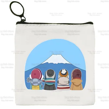 Холщовый кошелек Yuru Camp, холщовая сумка Аниме, Маленькая Квадратная сумка, Сумка для ключей Nadeshiko, Сумка для хранения карточек, Мультяшная сумка для монет