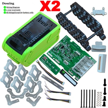 Doscing 29472 Для Greenworks 40V Литиевый аккумулятор G-MAX Case PCB BMS DIY 29462 29482 29252 2901319 Емкость инструментальной батареи