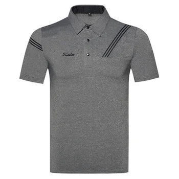 Гольф, одежда для гольфа с короткими рукавами, мужская рубашка, спортивные Летние рубашки для гольфа с защитой от морщин, воздухопроницаемость, рубашки для гольфа