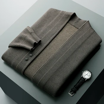 Мужской вязаный кардиган с длинными рукавами, весенне-осенний новый свитер из 100% хлопка, свободное пальто для молодых людей для отдыха и бизнеса