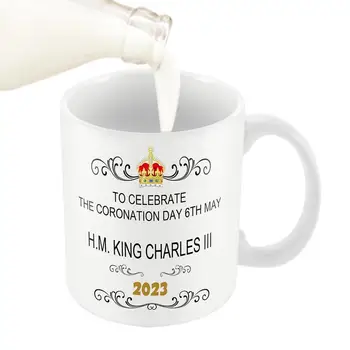 Чашка чая короля Карла III Памятная Кружка для горячего кофе Чарльза 350 мл Керамические Кофейные чашки 2023 Коронационная Кружка Его Королевского Величества