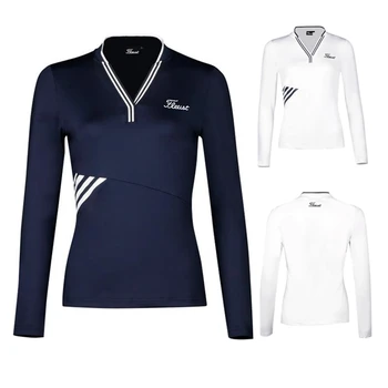 Женская рубашка для гольфа, весенне-осенняя модная спортивная одежда для гольфа, рубашка с длинным рукавом, Быстросохнущая дышащая рубашка поло для дам