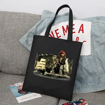 Сумка для покупок Disney Pirates Of The Caribbean, Складная Многоразовая тканевая сумка для покупок Harajuku, студенческая холщовая сумка-тоут, подарок