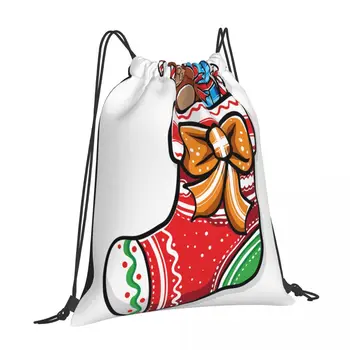 Рождественский носок Модный уличный мужской и женский спортивный рюкзак Outdoor Drawstring Backpack