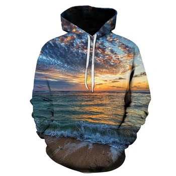 Осенне-зимний мужской забавный повседневный пуловер с 3D принтом, крутая уличная толстовка Sunny Beach, лидер продаж, универсальные трендовые топы в гавайском стиле