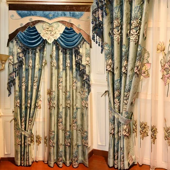 Роскошные европейские шторы с рельефом Lotus 4D для гостиной, столовой, спальни, Высокоточные Жаккардовые занавески для окон, Индивидуальный Домашний декор