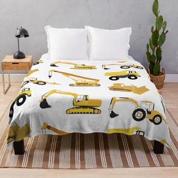 Одеяло с рисунком экскаватора для мальчиков, Фланелевые мягкие уютные одеяла для кровати, покрывало для дивана, шаль для ворса