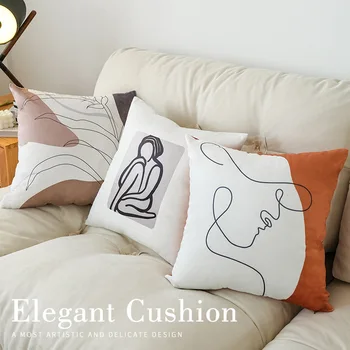 Модная бархатная подушка с геометрической печатью, Квадратная подушка, чехол для автомобильного дивана, офисного кресла, Мягкая наволочка, простое украшение для дома
