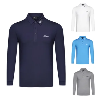 Мужская футболка для гольфа, весенне-осенняя спортивная одежда для гольфа, рубашка с длинным рукавом, дышащие рубашки сухой посадки для мужчин