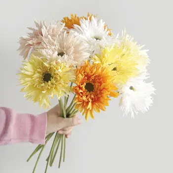 1 Ветка искусственного цветка, сохраняющий свежесть Искусственный цветок своими руками, яркий декоративный искусственный цветок Георгин со стеблем, принадлежности для вечеринок