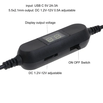 573A 50 см USB C до 3 В 4,5 В 6 В 9 В 12 В Кабель для отображения напряжения для светодиодных игрушек