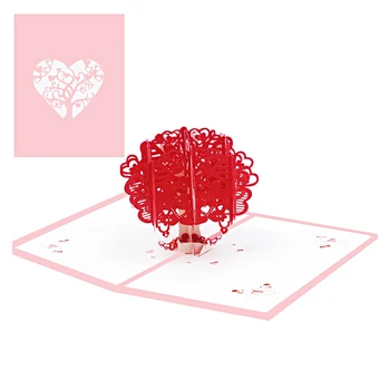 Всплывающая поздравительная открытка с 3D-изображением дерева любви на День Святого Валентина, приглашения на помолвку, свадьбу, подругу, жену, Юбилей, подарок на День рождения