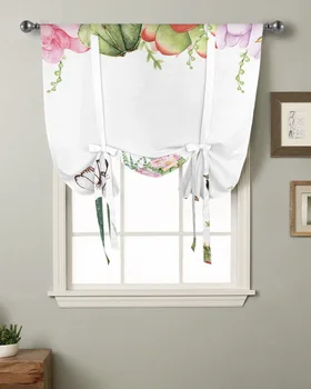 Птица, цветок, Сочная Бабочка, Белая занавеска для гостиной, римские шторы для кухни, кафе, короткие шторы на завязках