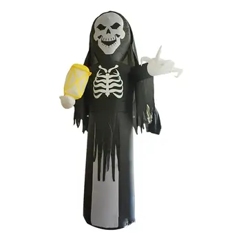 Украшения для Хэллоуина, страшный скелет, пугающая легкая надувная модель черепа, пугающая модель для вечеринки на открытом воздухе в помещении клуба, на крыльце, на дорожке для вечеринки