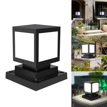 Солнечная лампа на столбе, наружный водонепроницаемый головной светильник для сада, настенный светильник, ландшафтный светильник для ограждения