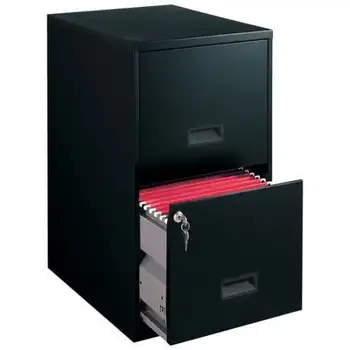 Картотечный шкаф с 2 ящиками, стальной картотечный шкаф с замком, черный