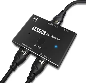 CABLEDECONN HDMI 2.1 Ultra HD Высокоскоростной 48 Гбит/с Переключатель направления Только 2in1out 8K @ 60Hz 4K @ 120Hz Разветвитель конвертер Адаптер
