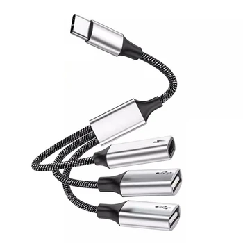 USB C Концентратор 3 в 1 Type C USB2.0 Адаптер-Разветвитель с Питанием 60 Вт OTG-Порт Быстрая Передача Данных и зарядка