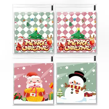 С Рождеством, Самоклеящийся пакет для печенья, Подарочные пакеты, Милый Санта-Клаус, Снеговик, конфеты, печенье, Упаковка для закусок, Декор для рождественской вечеринки